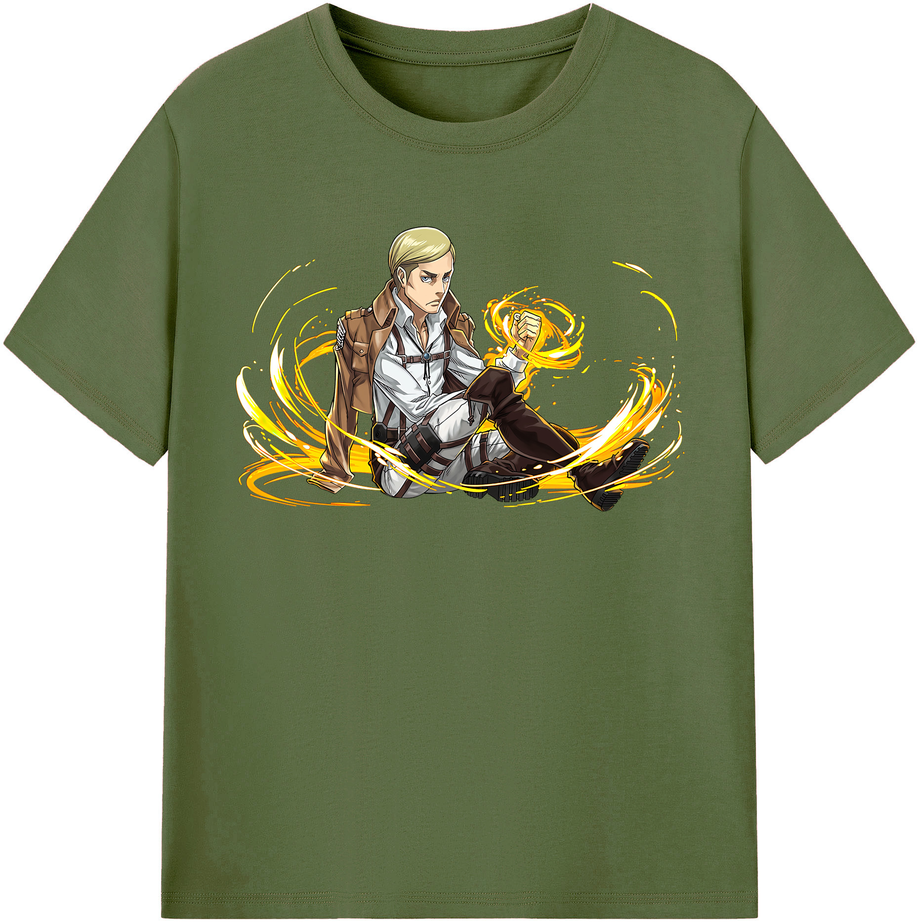 （画像用） 進撃の巨人 エルヴィン・スミス Attack on Titan Erwin Smith 綿100％半袖Tシャツ（フロントプリント）